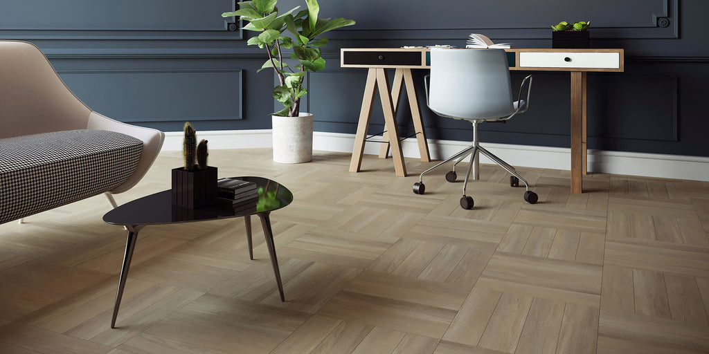Invictus Maximus Dryback New England Oak Parquet – Sand – aranżacja