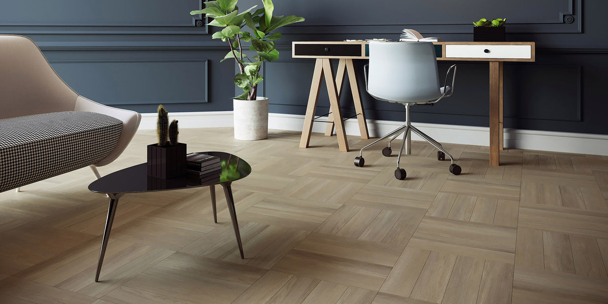Invictus Maximus Dryback New England Oak Parquet – Sand – aranżacja